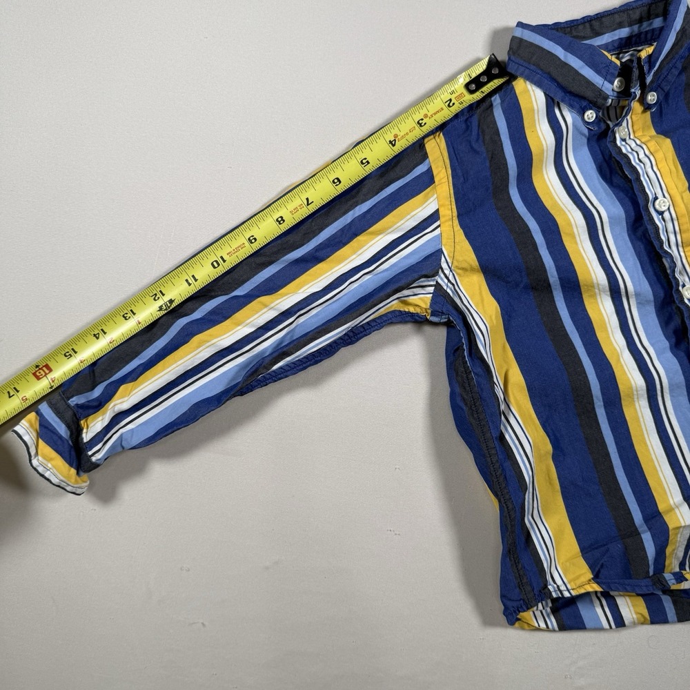 Ralph Lauren Boys Striped Button Down Shirt Blue Yellow‎ Size 4 - Picture 8 of 8